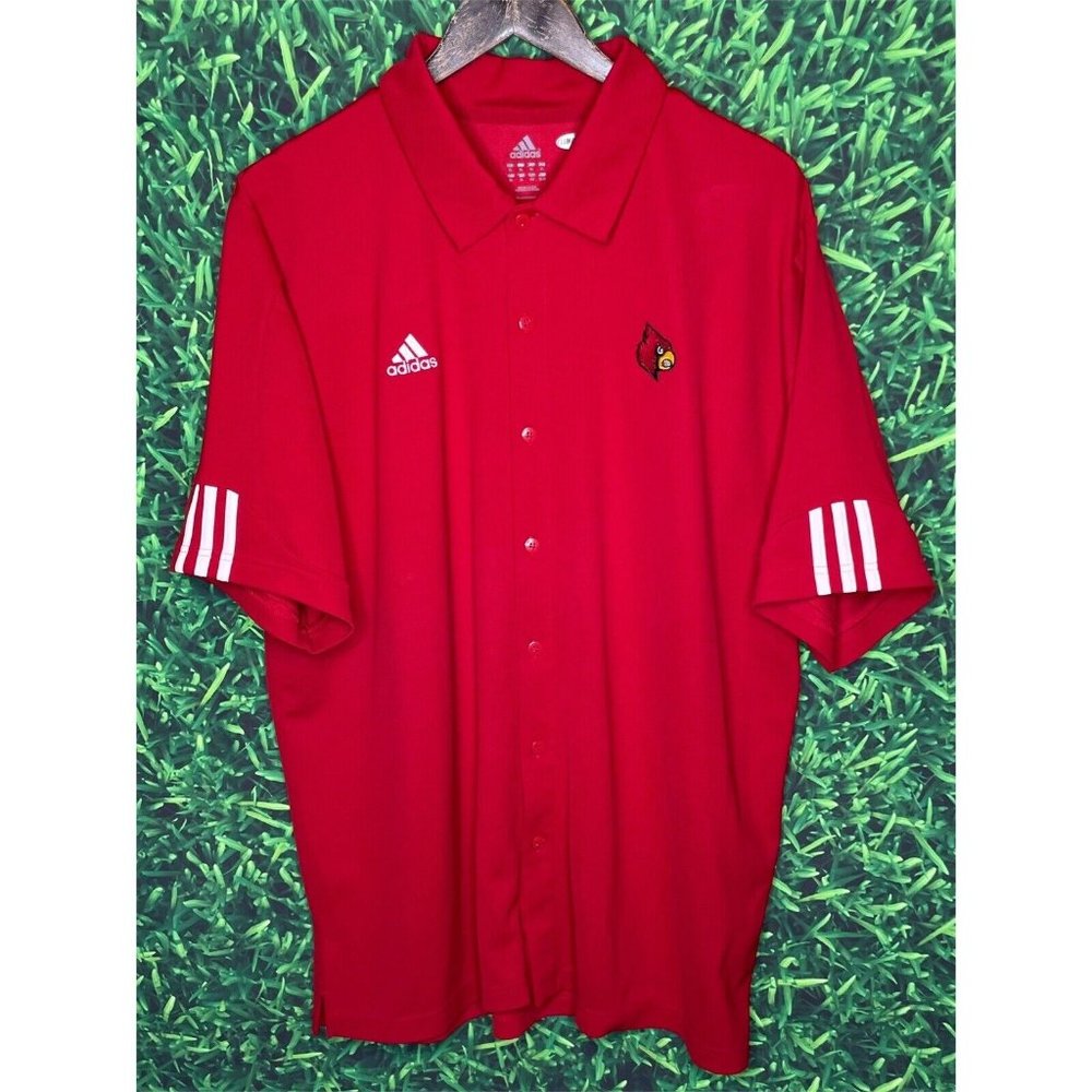 Louisville Cardinals Men's Red XL Adidas ClimaCool Button Front Shirt
